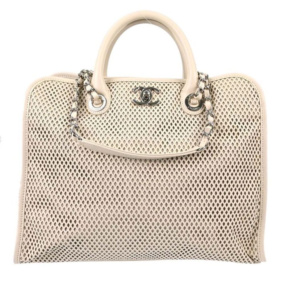 Chanel Up In The Air Top Handle Perforated Leather White Leather Tote Bag Bag